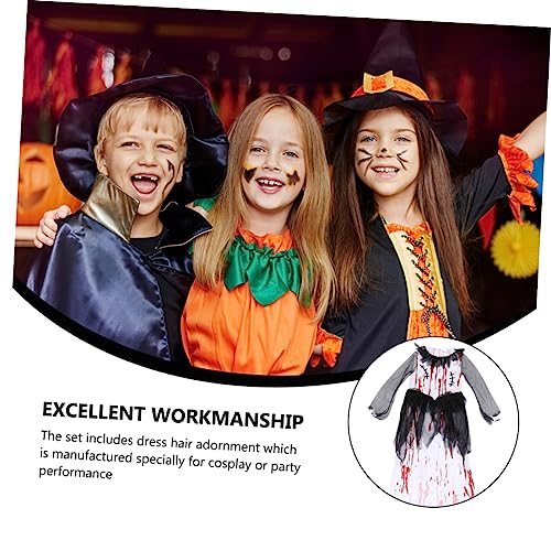 Healvian Halloween Kostüm Damen Blutiges Brautkleid mit Schleier Haarreif Linie Cosplay Party Festtagskleidung Vintage Gruselige Verkleidung für Karneval und Fasching von Healvian