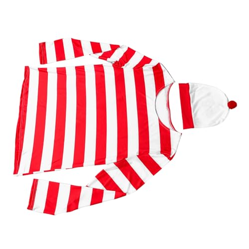 Healvian Halloween Kostüm Gestreiftes Langarmshirt mit Mütze Rot-weiß Bequemes Leichtes Material Schnell für Damen und Herren Wiederverwendbar für Party und Cosplay Healvian Halloween Kostüm Gestreiftes Langarmshirt mit Mütze Rot-weiß Bequemes Leichtes Material Schnell für Damen und Herren Wiederverwendbar für Party und Cosplay von Healvian