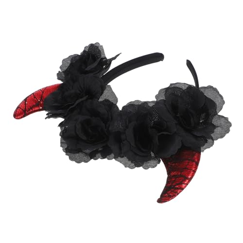 Healvian Halloween Stirnband mit Schwarzen Rosen Teufelshorn Kopfschmuck Leichtes Halloween Haarband Bequemes Kostümzubehör für Party und Karneval Healvian Halloween Stirnband mit Schwarzen Rosen Teufelshorn Kopfschmuck Leichtes Halloween Haarband Bequemes Kostümzubehör für Party und Karneval von Healvian
