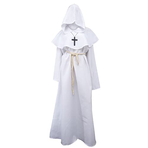 Healvian Herren Kapuzen Mönchsgewand Mittelalterliches Kostüm für Halloween Cosplay Vielseitig Einsetzbar für Partys Veranstaltungen Themenfeste Unisex Design von Healvian