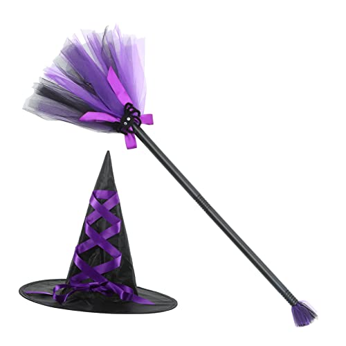 Healvian Hexenhut mit Besen Dekorative Kostüme für Halloween Cosplay und Partys Vielseitig und Elegant für Damen und Mädchen für Karneval und Maskeraden von Healvian