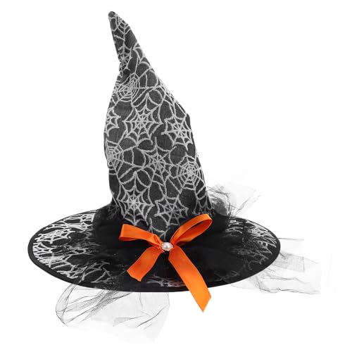 Healvian Hexenkostümhut: Halloween-Hexenhut aus Netzstoff und Schleife, Spinnennetzmuster, Zauberer-Kopfbedeckung für Halloween, Cosplay, Party, Weihnachten, Maskerade, Karneval Healvian Hexenkostümhut: Halloween-Hexenhut aus Netzstoff und Schleife, Spinnennetzmuster, Zauberer-Kopfbedeckung für Halloween, Cosplay, Party, Weihnachten, Maskerade, Karneval von Healvian