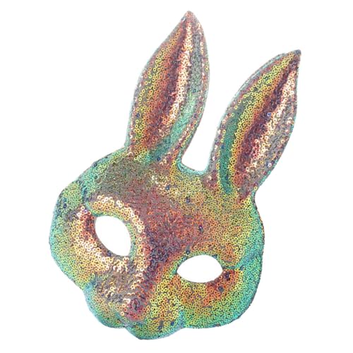 Healvian Kaninchenmaske für Halloween und Ostern Glitzernde Pailletten Halbmaske für Kostümpartys Tier Cosplay Zubehör und Maskeraden Wiederverwendbar und Sicher zu Tragen für Fröhliche von Healvian