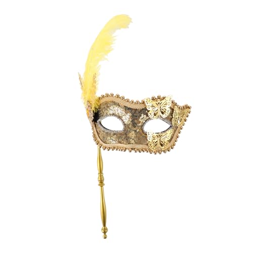 Healvian Karnevalsmaske Damen Karnevalsmaske Karnevalsmasken Abschlussball Maskerade Maske Karnevalskostüm Maske Ausgefallene Damen Partymasken Kostümmasken Cosplay Maske Kunststoff Golden von Healvian