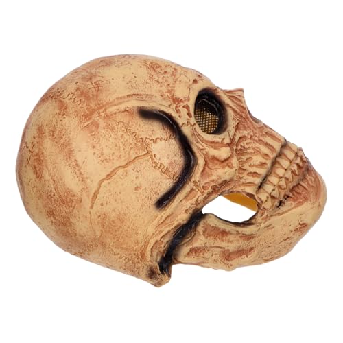 Healvian Kopfabdeckung der Schädelmaske Horrormaske aus bewegliche -Skelettmaske Schädelmaske für Dekorationen Halloween - mit beweglichen Knochenmaske Emulsion Beige von Healvian