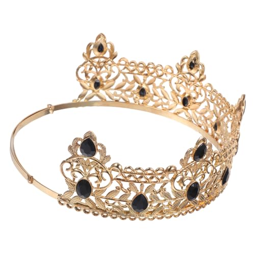 Healvian Kronen-haarschmuck Männer Königskrone Dekorationen Retro-königskrone Mann Krone Männerkrone Krone Für König Cosplay Kostüm Kronen Herrenkrone Zur Hochzeit Königin Legierung Golden von Healvian