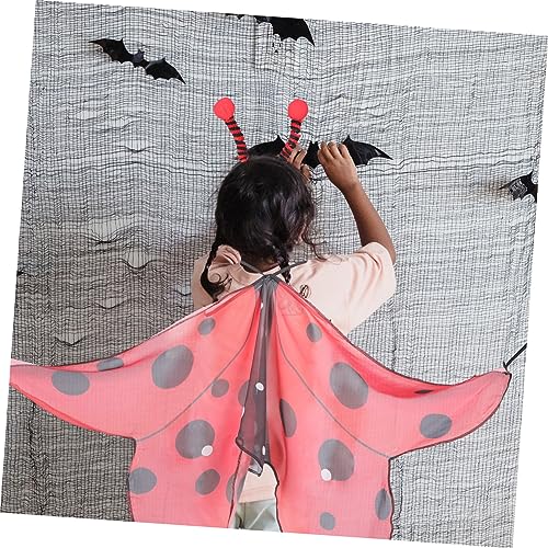Healvian Ladybug Ohren Haarreif Set mit Flügeln und Zauberstab Lustiges Halloween Tierkostüm Zubehör für Damen und Party Cosplay Requisiten für Fasching und Mottofest von Healvian