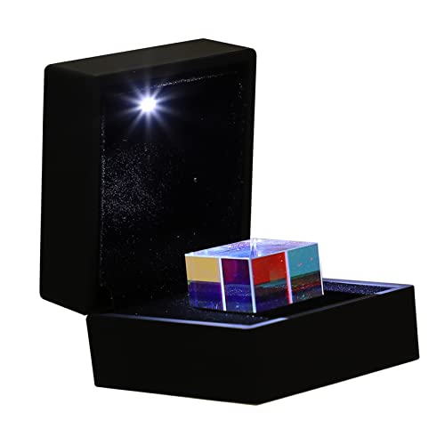 Healvian Lichtwürfel Desktop Ornament Quadratisches Würfelprisma Kristallprismenwürfel Led-spielzeug Optisches Kristallprisma Optischer Refraktor Lernspielzeug Led-dekor Glas Konvexe Linse von Healvian