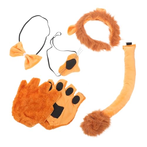Healvian Lion Kostüm mit Realistischen Ohren Pfotenhandschuhen und Fliege Leichtes Bequemes Cosplay Zubehör für Halloween Karneval und Tier-mottopartys Healvian Lion Kostüm mit Realistischen Ohren Pfotenhandschuhen und Fliege Leichtes Bequemes Cosplay Zubehör für Halloween Karneval und Tier-mottopartys von Healvian