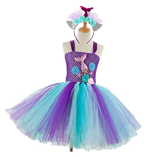 Healvian Mädchenrock Meerjungfrauenkleid Für Mädchen Gazerock Meerjungfrauenrock Für Mädchen Tutu Rock von Healvian