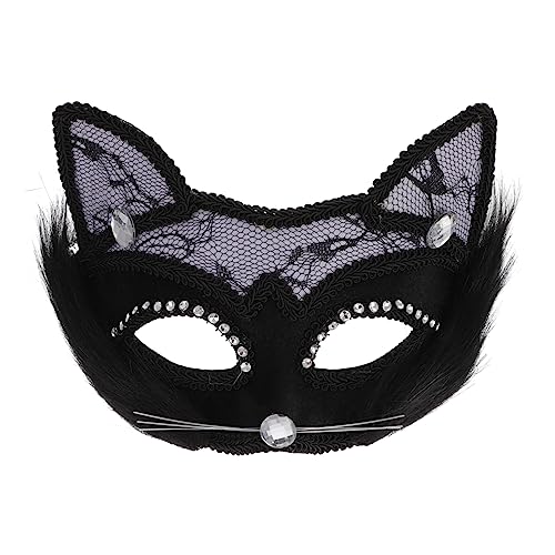 Healvian Maske für Erwachsene Tierkostüm Katzenmaske für Karneval und Mottopartys für Cosplay und Tanzveranstaltungen Schwarz Realistisch mit Komfort von Healvian