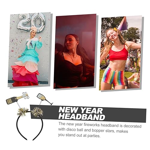Healvian Neujahrs Haarreif Damen Leichtes Party Kopfschmuck Silvester Deko Bopper Stirnband Festlicher Haarschmuck für Erwachsene mit Auffälligem Design und Langlebigem Material von Healvian