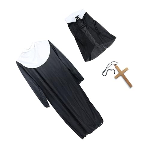 Healvian Nonnenkostüm Für Frauen Halloween Kostüm Mit Teiliges Outfit Für Cosplay Karneval Einfach Für Gruselige Verkleidungen von Healvian