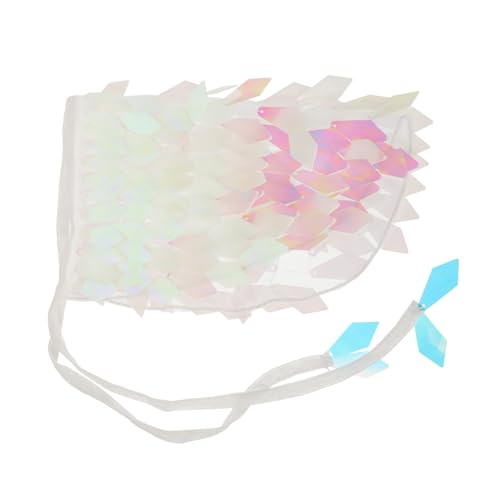 Healvian Paillettenschleier für den Bauchtanz Kostüm für Bauchtanz Bauchtanz-Outfit bunt Bauchtanz Outfit Bauchtanz Accessoire Schal Halskette Schleier für Bauchtänzerin Polyester Weiß von Healvian