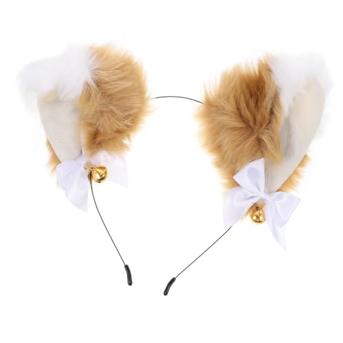 Healvian Plüsch Haarreif mit Glocken und Fuchsohren Einstellbares Stirnband für Damen und Weicher Kopfputz für Party Cosplay und Kostüm Bequem und Leicht Niedliche Tierohren von Healvian