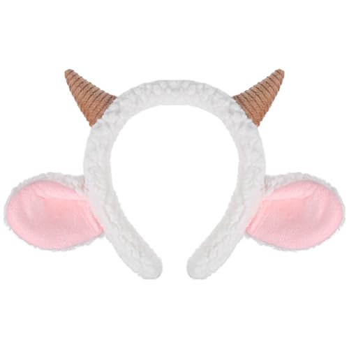 Healvian Plüsch Schaf Ohren Horn Stirnband Cartoon Haar Hoop Horn Kostüm Stirnband Lamm Kostüm Zubehör von Healvian