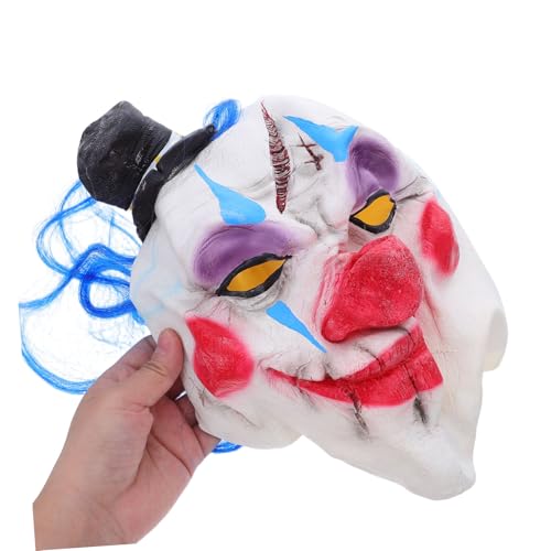 Healvian Realistische Clown Maske für Erwachsene Vollgesichts Cosplay mit Blauem Nasen und Schwarzem Hut Design Passend für Halloween Karneval und Maskenball Partys Healvian Realistische Clown Maske für Erwachsene Vollgesichts Cosplay mit Blauem Nasen und Schwarzem Hut Design Passend für Halloween Karneval und Maskenball Partys von Healvian