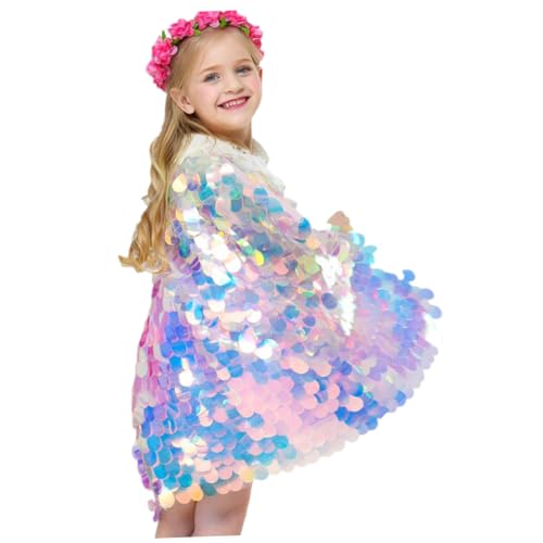 Healvian Regenbogen Pailletten Umhang Sparkle Cape Mädchen Geburtstag Kleine Sparkly Pailletten Cape Mantel Leistung Kleidung Healvian Regenbogen Pailletten Umhang Sparkle Cape Mädchen Geburtstag Kleine Sparkly Pailletten Cape Mantel Leistung Kleidung von Healvian