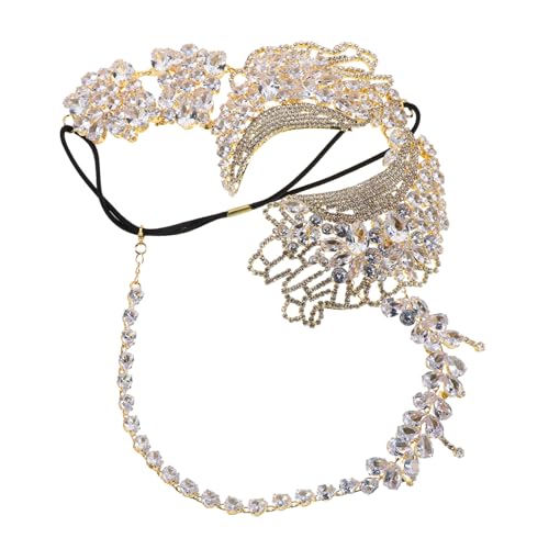 Healvian Rhinestone Venetian für Damen Elegant Halbes Gesicht mit Elastischem Band für Mardi Gras Ball Halloween Kostüm Party Zubehör von Healvian