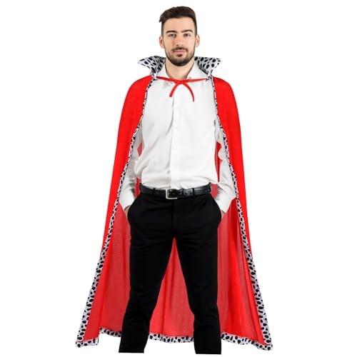 Healvian Roter King Cape Umhang Halloween Kostüm Cape mit Kapuze für Erwachsene Performance Cosplay Verkleidung Bühnenoutfit Healvian Roter King Cape Umhang Halloween Kostüm Cape mit Kapuze für Erwachsene Performance Cosplay Verkleidung Bühnenoutfit von Healvian