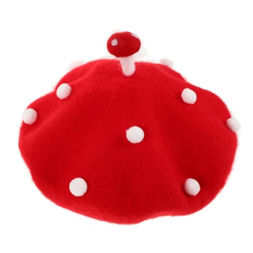 Healvian Rotes Mushroom Barett aus Wollstrick Französischer Künstlerstil Warme Klassische Pilz Mütze für Mädchen Modisches Cosplay Hut Bequeme Langlebige Kindermütze Healvian Rotes Mushroom Barett aus Wollstrick Französischer Künstlerstil Warme Klassische Pilz Mütze für Mädchen Modisches Cosplay Hut Bequeme Langlebige Kindermütze von Healvian