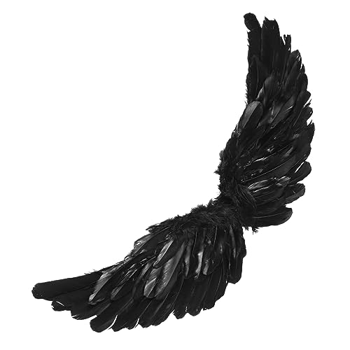Healvian Schwarze Engelsflügel Cosplay Flügel Federn Kostüm Flügel Prop für Bühnenauftritte Halloween Karneval Party Zubehör Leicht und Komfortabel von Healvian