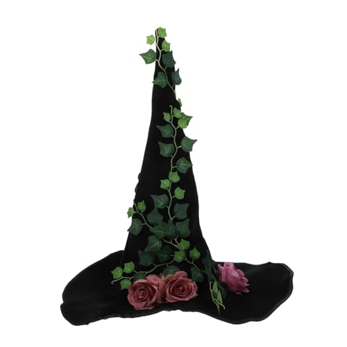 Healvian Schwarzer Hexenhut mit Rosenranken Verstellbar Komfortabel für Damen Halloween Cosplay Gothic Hexenkostüm für Partys und Theater Healvian Schwarzer Hexenhut mit Rosenranken Verstellbar Komfortabel für Damen Halloween Cosplay Gothic Hexenkostüm für Partys und Theater von Healvian