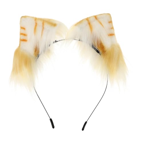 Healvian Simuliertes Katzenohren Haarreif Orange Weiß Kreatives Elastisches Haaraccessoire für Party und Performance Modisches Handliches Stirnband für Damen und Mädchen Healvian Simuliertes Katzenohren Haarreif Orange Weiß Kreatives Elastisches Haaraccessoire für Party und Performance Modisches Handliches Stirnband für Damen und Mädchen von Healvian
