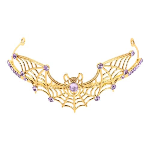 Healvian Spinnennetz-Krone: Halloween-Spinnen-Tiara für Frauen – Strass-Spinnennetz-Kopfschmuck, gotische Metallkrone für Cosplay-Partys – Spinnen-Haarreif für Erwachsene von Healvian