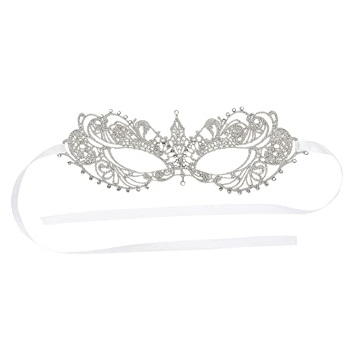Healvian Spitze Cosplay Maske Damen Silber mit Glitzer Atmungsaktive Festival Maske für Halloween Karneval Maskenball Kostüm Party von Healvian