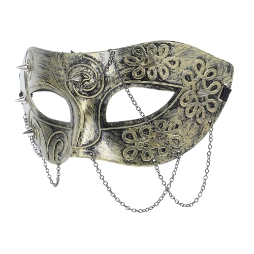 Healvian Steampunk Halbgesichts Maske mit Kettenakzenten Vintage Punk Accessoire für Karneval Halloween Cosplay Bühnenauftritte von Healvian