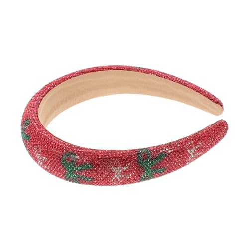 Healvian Stirnband Haarband Mädchen Strass Gepolstert Perlen Grün Weihnachten Breit Damen Haar Festlich Kostüm Party Band Outfits Funkelnd Kopf Für Niedlich Juwelenbesetzt Urlaub Rot von Healvian