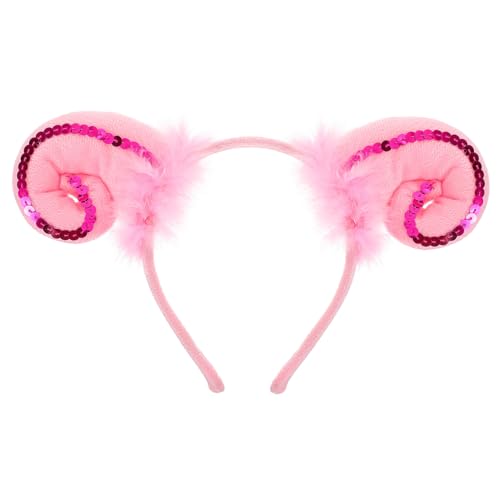Healvian Tierisches Stirnband Schaf Cosplay Kopfschmuck Fälschung Kostüm Stirnbänder Mit Lammohren Tierohren Hörner Stirnbänder Stirnband Im Schaf-stil Party Kopfbedeckung Rosy Plüsch von Healvian