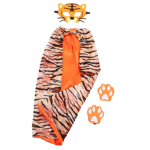 Healvian Tiger Kostüm Teilig mit Cape Handschuhen und Maske Weiches Material Auffälliges Design für Party Fasching Cosplay und Bühnenauftritte Healvian Tiger Kostüm Teilig mit Cape Handschuhen und Maske Weiches Material Auffälliges Design für Party Fasching Cosplay und Bühnenauftritte von Healvian