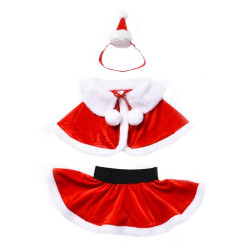 Healvian Weihnachts Cosplay Kinderkostüm Mädchen Santa Claus Festliches Outfit mit Umhang Hut und Rock Komfortables Weihnachtskostüm für Party und Feier Rot Healvian Weihnachts Cosplay Kinderkostüm Mädchen Santa Claus Festliches Outfit mit Umhang Hut und Rock Komfortables Weihnachtskostüm für Party und Feier Rot von Healvian