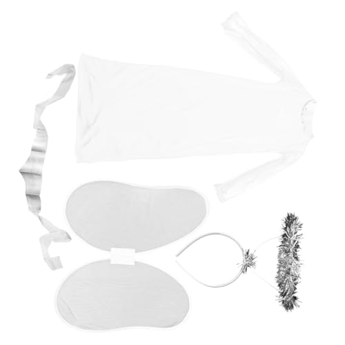 Healvian Weißes Mädchen Kostüm für Halloween Teiliges Cosplay Outfit mit Flügeln Xl für Halloween Party und Verkleidung Einfach Anzuziehen und Abnehmbar von Healvian