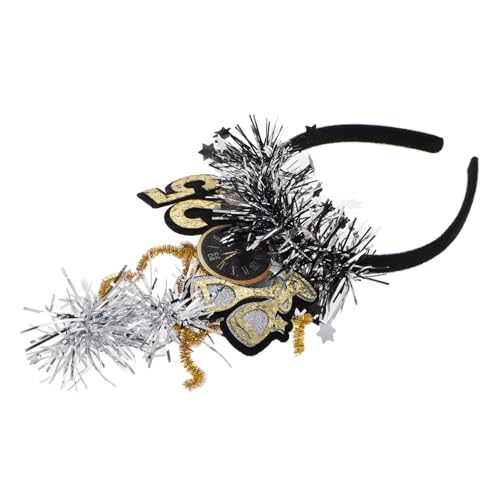 Healvian Years Eve Haarreif mit Luxuriösem Schwarz Gold Design Einzigartiges Uhr Glitzernder Stern Festlicher Haarschmuck für Frauen und Mädchen bei Silvesterfeiern von Healvian