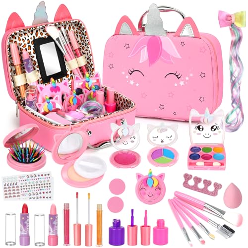 Kinderschminke Schminkkoffer Mädchen Schminke Spielzeug - Kinderschminke Set Schminke Kinder Schminktisch Geschenk Spielzeug ab 3 4 5 6 7 8 9 10 11 12 Jahre von Heaning