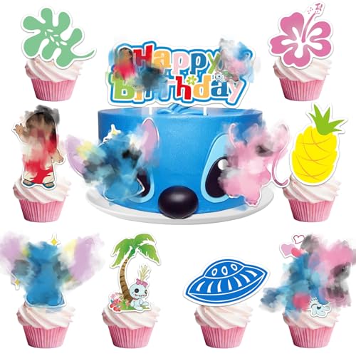 10 Stück Blue Tortendeko, Kuchendeko Geburtstag Theme Geburtstagsdeko Happy Birthday Muffin Tortenaufleger Cake Topper Geburtstag Deko für Mädchen Jungen Kinder von Heartsking