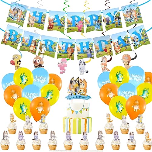 Birthday Geburtstagsdeko, 50 Stück Dog Zubehör für Geburtstagsfeiern Blue Geburtstag Dekoration Inklusive Happy Birthday Banner, Tortenaufsatz, Balloon,Spiralförmige Dekoration Birthday Geburtstagsdeko, 50 Stück Dog Zubehör für Geburtstagsfeiern Blue Geburtstag Dekoration Inklusive Happy Birthday Banner, Tortenaufsatz, Balloon,Spiralförmige Dekoration von Heartsking