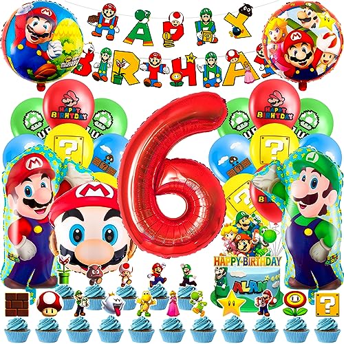 Geburtstag Deko 6 Jahre, Mari Luftballon Kindergeburtstag Geburtstagsdeko, Kinder Party Deko, Tortendeko, Happy Birthday Banner für Jungen, Mädchen, Kinder, Thema Party von Heartsking