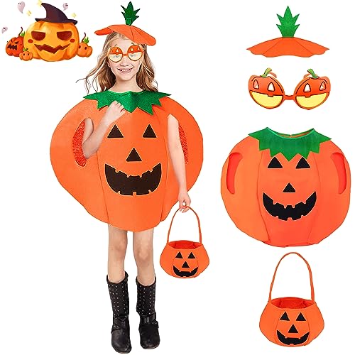 Heartsking Halloween Kostüm Kinder Kürbis, Kinder HalloweenKostüm mit Kürbiskorb und Hut für Junge Mädchen Pumpkin Halloween Cosplay Party Kleidung Karneval Heartsking Halloween Kostüm Kinder Kürbis, Kinder HalloweenKostüm mit Kürbiskorb und Hut für Junge Mädchen Pumpkin Halloween Cosplay Party Kleidung Karneval von Heartsking