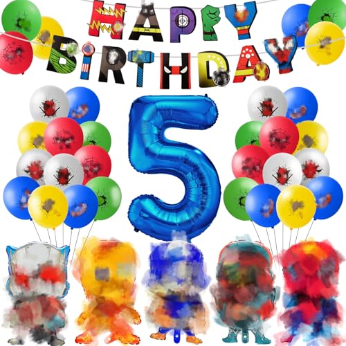 Kindergeburtstag Deko, 5 Jahre Geburtstagsdeko Jungen ,Avengers GeburtstagBallon Set, Geburtstag Banner Folienballon Riesenzahl für Kinder Party Decorations Kindergeburtstag Deko, 5 Jahre Geburtstagsdeko Jungen ,Avengers GeburtstagBallon Set, Geburtstag Banner Folienballon Riesenzahl für Kinder Party Decorations von Heartsking