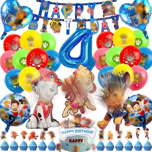 Kindergeburtstag Deko 4 Jahre, 42 Stück Dog Geburtstag Deko Geburtstagsdeko 4 Jahre Junge Geburtstag Dekorieren Cartoon Dog Folienballon, Happy Birthday Banner, Tortendeko Kindergeburtstag Deko 4 Jahre, 42 Stück Dog Geburtstag Deko Geburtstagsdeko 4 Jahre Junge Geburtstag Dekorieren Cartoon Dog Folienballon, Happy Birthday Banner, Tortendeko von Heartsking