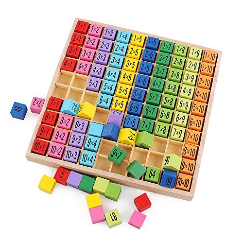 Heatigo 1x1 Zahlen Lernen für Grundschüler, Holzrechenbrett , Mathe Spielzeug, Bunte Holzspielzeug Würfe, Rechenbrett Rechnen, Mathematik Spiele, Kinder Lernspielzeug Geschenk von Heatigo