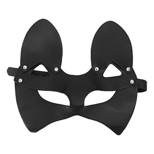 Heaveant PU-Leder-Katzenmaske, Cosplay-Tier-Halbgesichtsmaske, Hasenmaske, Katzen-Gesichtsmaske Für Cosplay, Halloween, Kostümzubehör von Heaveant
