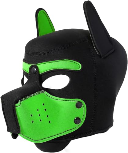 Heavelove Kapuzenmaske für Erwachsene, abnehmbar, Cosplay, Vollgesicht, Welpen, Maske, Maulkorb für Menschen, Welpen, Spielhaube, Grün Heavelove Kapuzenmaske für Erwachsene, abnehmbar, Cosplay, Vollgesicht, Welpen, Maske, Maulkorb für Menschen, Welpen, Spielhaube, Grün von Heavelove