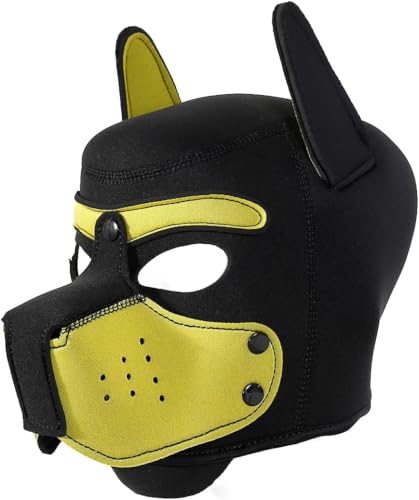 Kapuzenmaske für Erwachsene, abnehmbar, Cosplay, Vollgesicht, Welpen, Maske, Maulkorb für Menschen, Welpen, Spielhaube, Gelb Kapuzenmaske für Erwachsene, abnehmbar, Cosplay, Vollgesicht, Welpen, Maske, Maulkorb für Menschen, Welpen, Spielhaube, Gelb von Heavelove