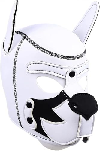 Neopren-Maske für Erwachsene, Cosplay, Hundekostüm, Vollkopf-Maske, Neopren-Tierkopfmaske, Halloween-Welpenmaske, weiß, Einheitsgröße Neopren-Maske für Erwachsene, Cosplay, Hundekostüm, Vollkopf-Maske, Neopren-Tierkopfmaske, Halloween-Welpenmaske, weiß, Einheitsgröße von Heavelove