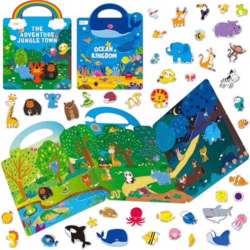 2 Packungen Jelly Sticker Buch, 72 Dicke Tiere Jelly Sticker, Wasserdichte Gel-Klebefolien, Wild- & Meeres-Tier-Themen Abgleichspiel, Wiederverwendbares Bastelbuch, Bildungs-Spielzeug für Kleinkinder 2 Packungen Jelly Sticker Buch, 72 Dicke Tiere Jelly Sticker, Wasserdichte Gel-Klebefolien, Wild- & Meeres-Tier-Themen Abgleichspiel, Wiederverwendbares Bastelbuch, Bildungs-Spielzeug für Kleinkinder von Hebayy